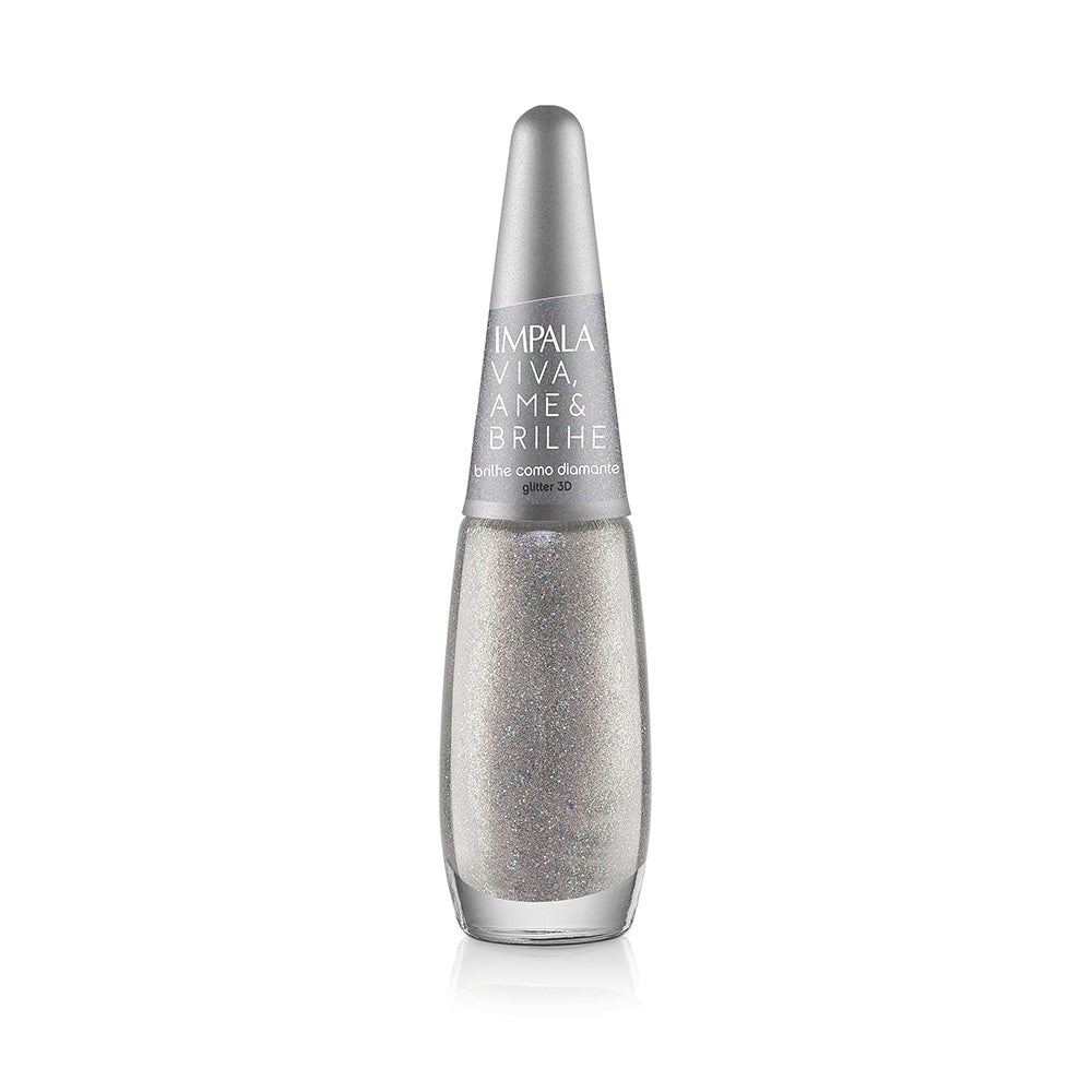 Esmalte Impala Viva, Ame e Brilhe Glitter 3D Como Diamante 7,5ml