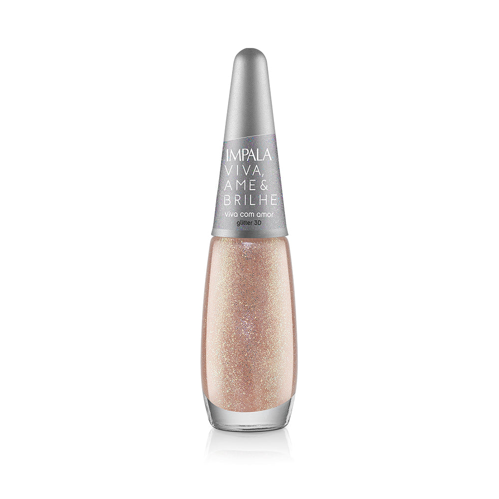 Esmalte Impala Viva, Ame e Brilhe Glitter 3D Viva com Amor 7,5ml