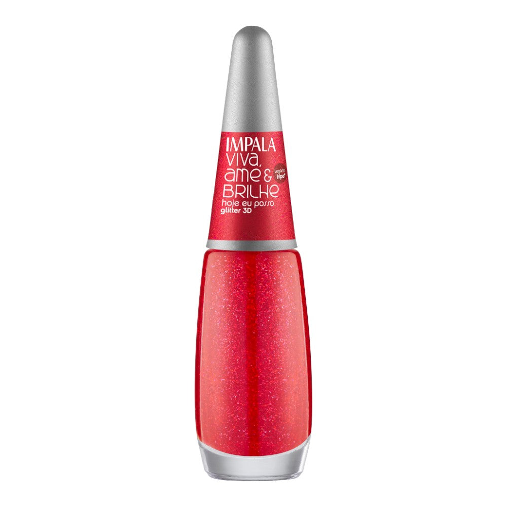 Esmalte Impala Viva, Ame e Brilhe Glitter 3D Hoje Eu Posso 7,5ml
