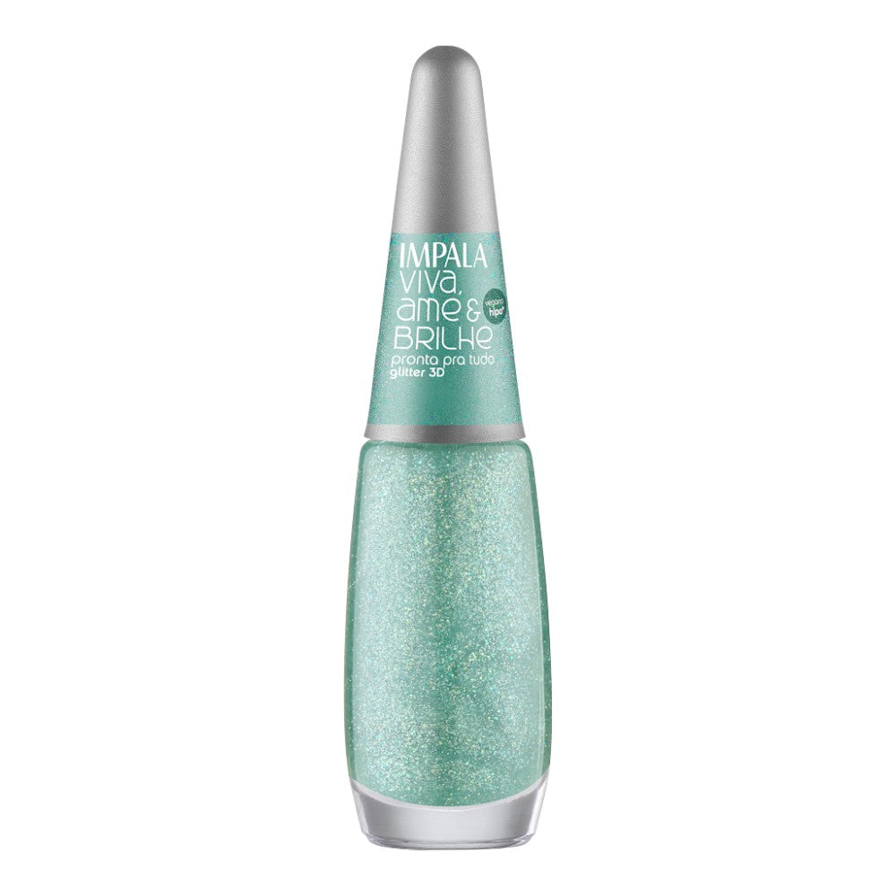 Esmalte Impala Viva, Ame e Brilhe Glitter 3D Pronta pra Tudo 7,5ml