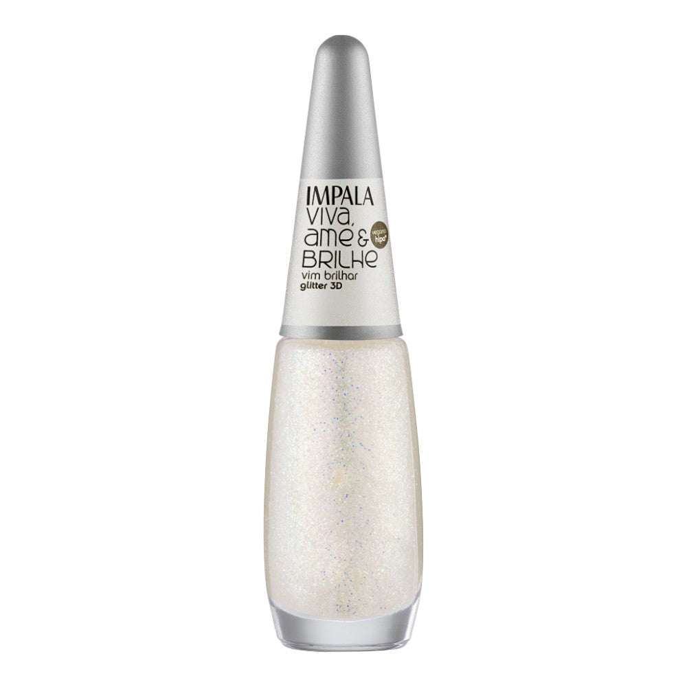 Esmalte Impala Viva, Ame e Brilhe Glitter 3D Vim Brilhar 7,5ml