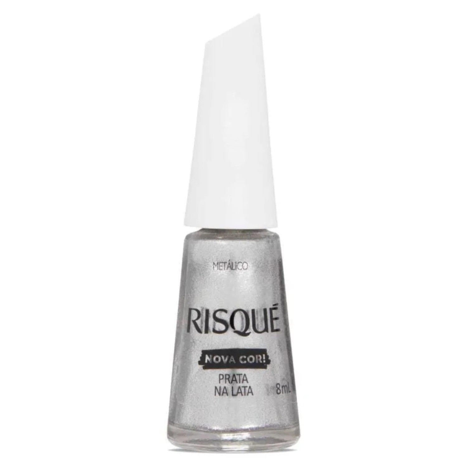 Esmalte Metálico Risqué Essenciais Prata na Lata 8ml