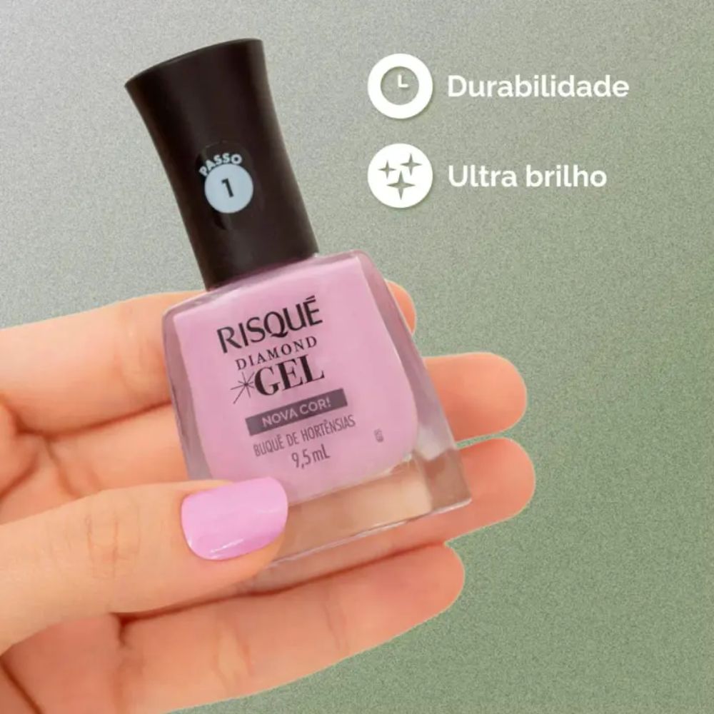Esmalte Risqué Diamond Gel Buquê de Hortênsias 9,5ml