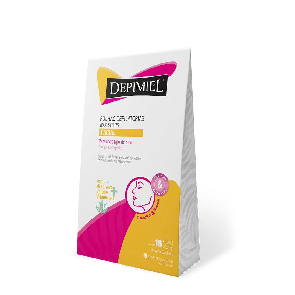 Folhas Prontas Facial Depimiel com 16 Unidades