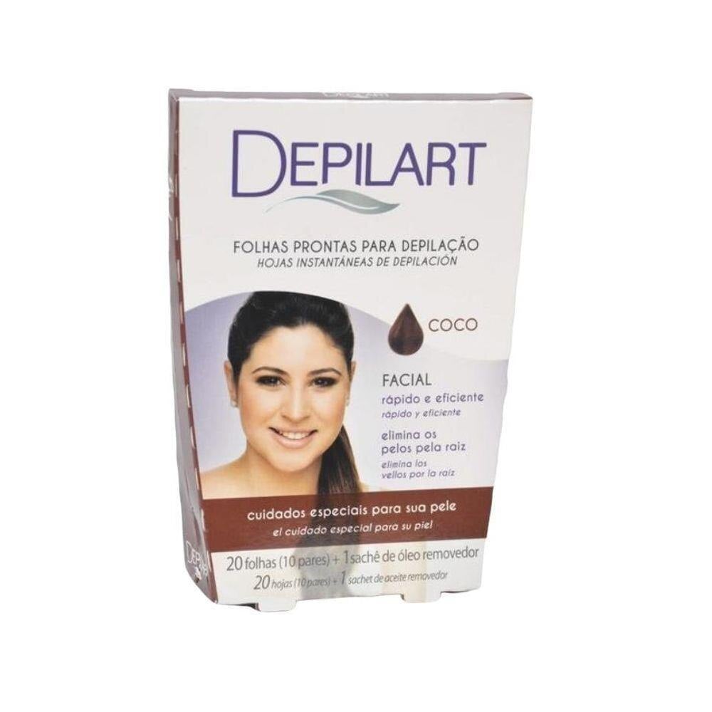 Folhas Prontas para Depilação Depilart Facial Coco 20 Unidades