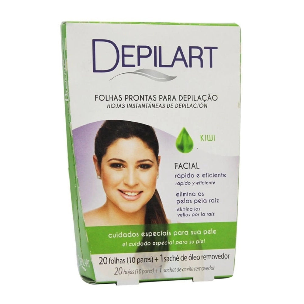 Folhas Prontas para Depilação Depilart Facial Kiwi 20 Unidades