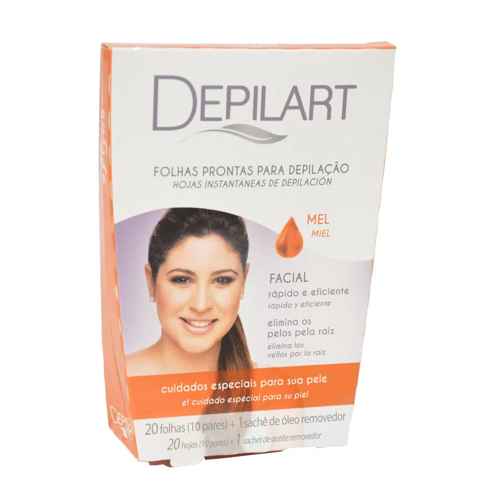 Folhas Prontas para Depilação Depilart Facial Mel 20 Unidades