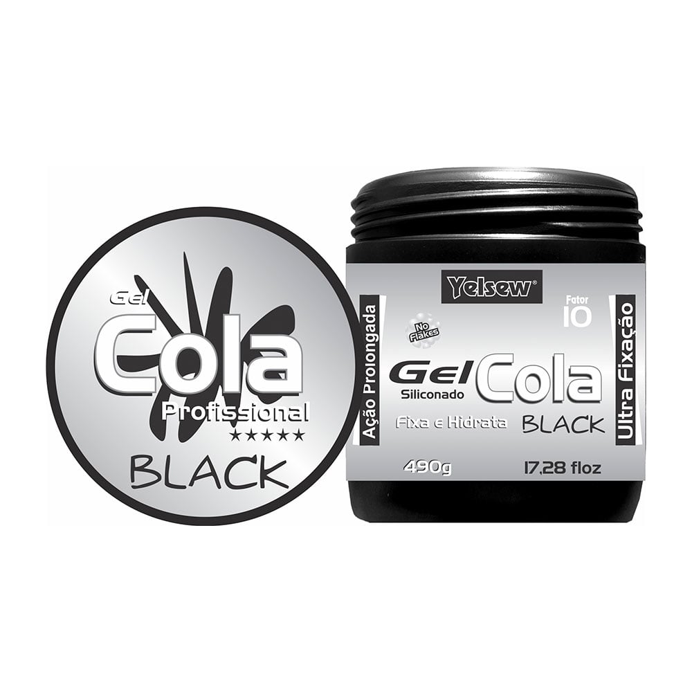 Gel Cola Yelsew Black Siliconado Ultra Fixação 490g