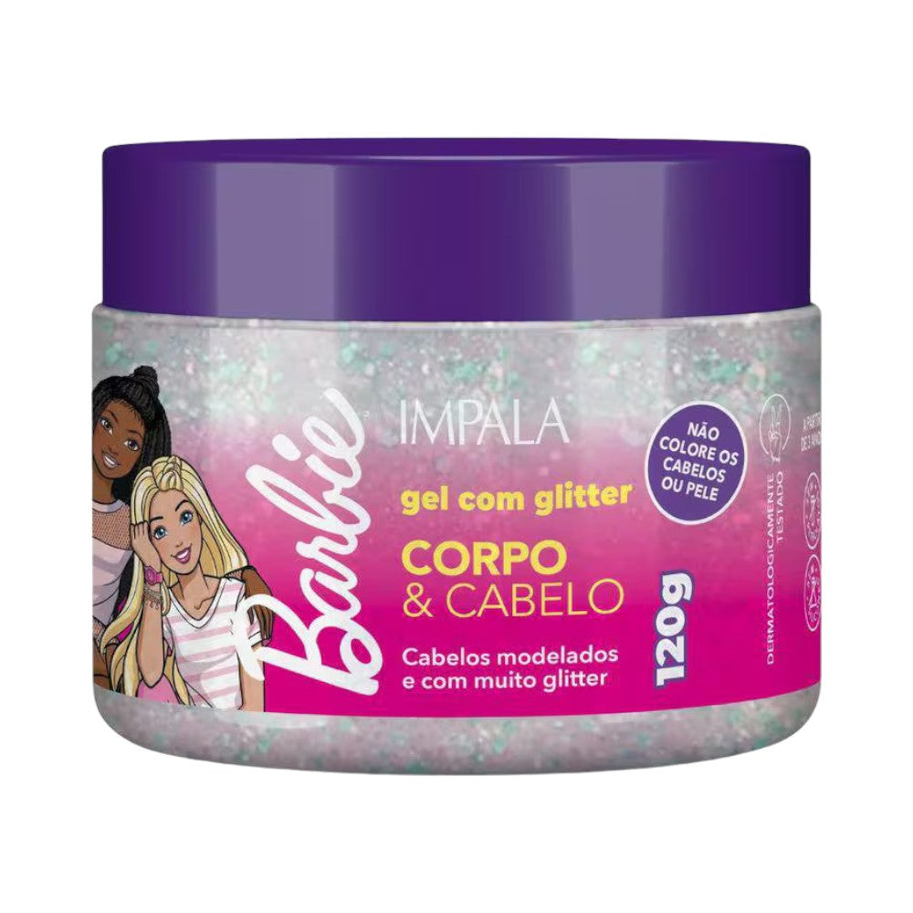 Gel para Cabelo e Corpo com Glitter Infantil Impala Barbie 120g