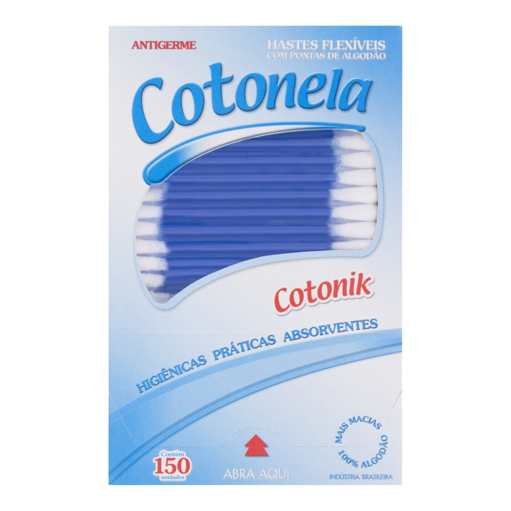 Hastes Flexíveis Cotonela Azul 150 Unidades