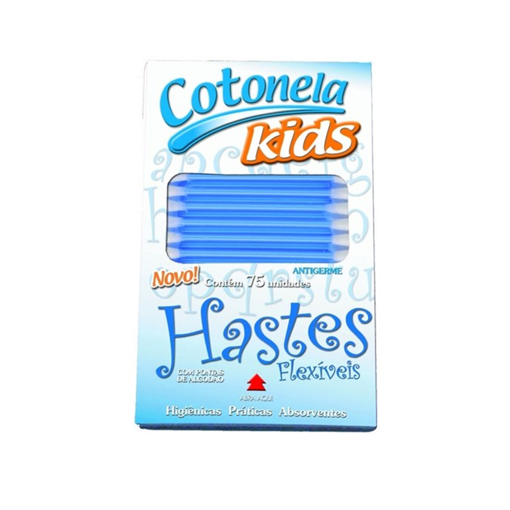 Hastes Flexíveis Cotonela Kids Azul 75 Unidades