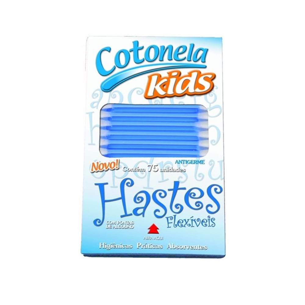 Hastes Flexíveis Cotonela Kids Azul 75 Unidades