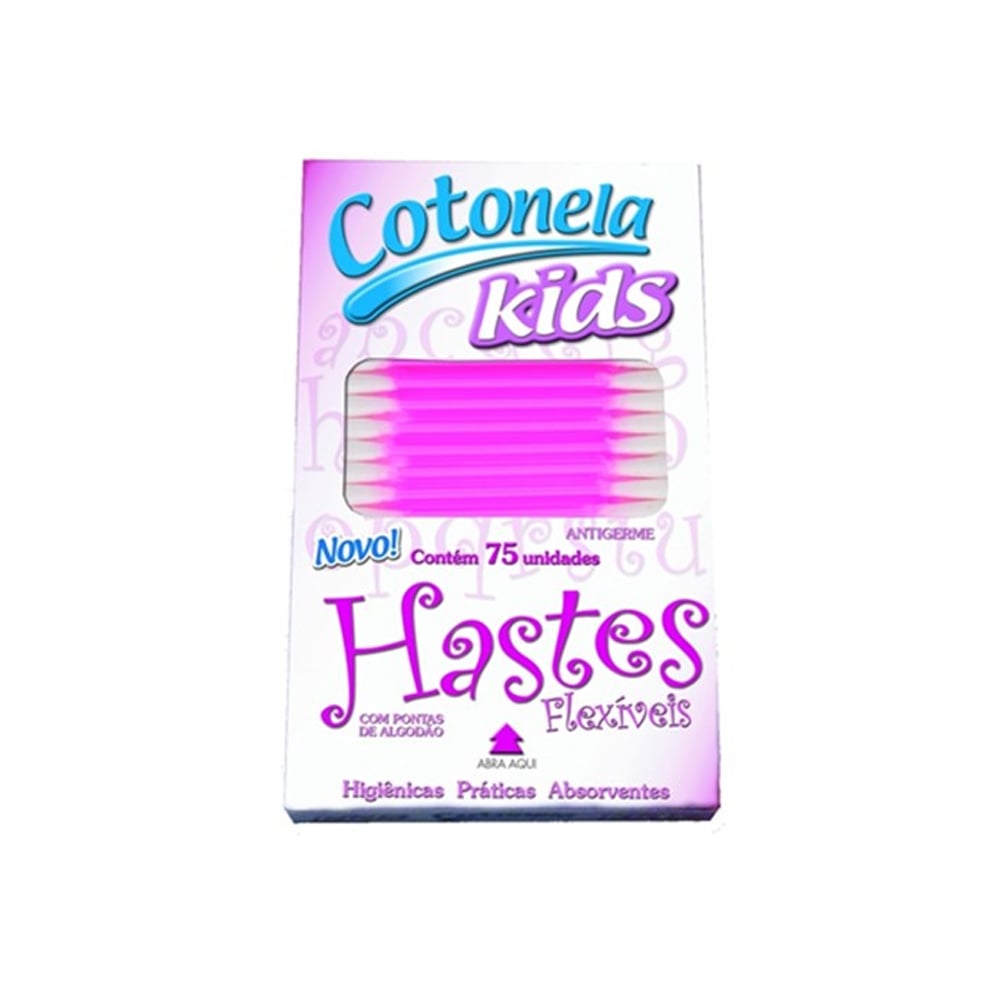 Hastes Flexíveis Cotonela Kids Rosa 75 Unidades