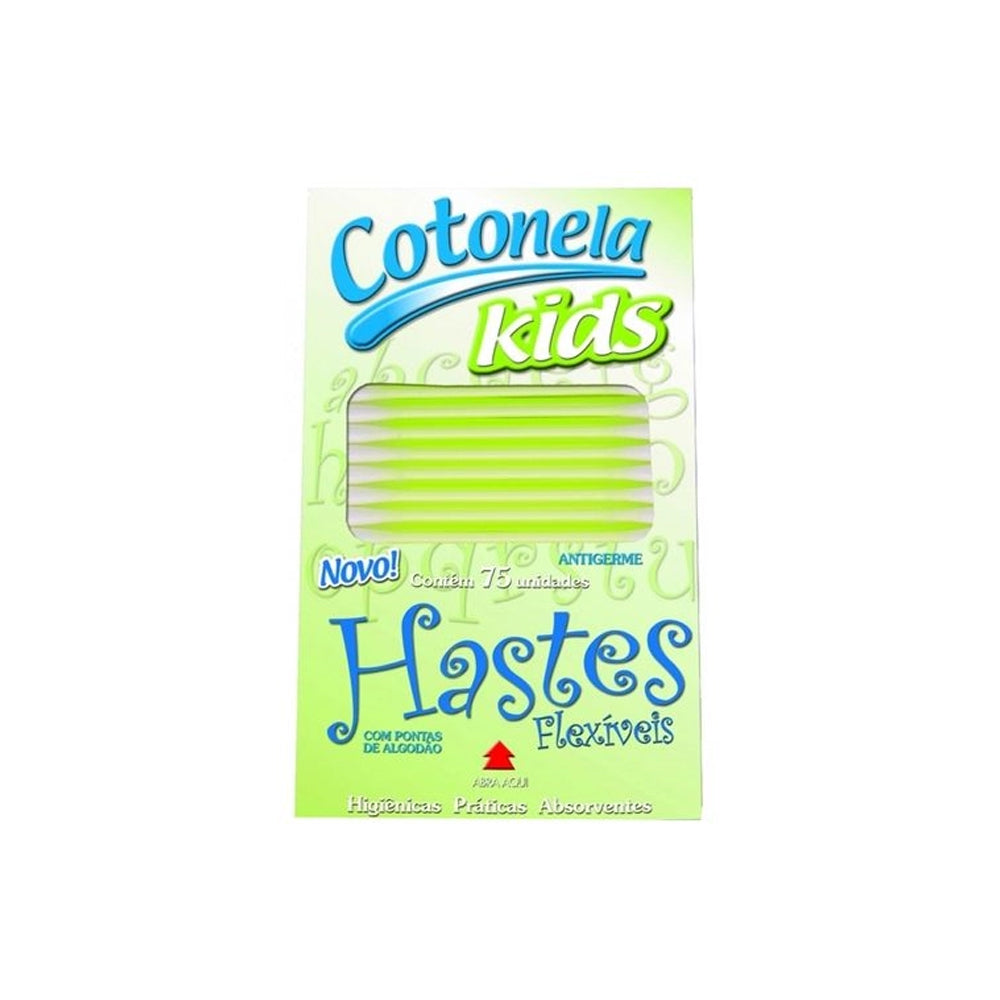Hastes Flexíveis Cotonela Kids Verde 75 Unidades
