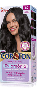 Coloração Niely Cor & Ton Sem Amônia 1.0 Preto Intenso