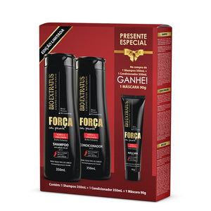 Kit Bio Extratus Força com Pimenta Shampoo + Condicionador 350ml + Máscara 90g