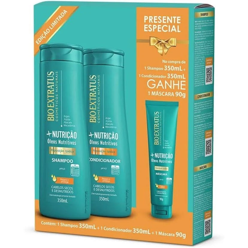 Kit Bio Extratus Mais Nutrição Shampoo + Condicionador 350ml + Máscara 90g