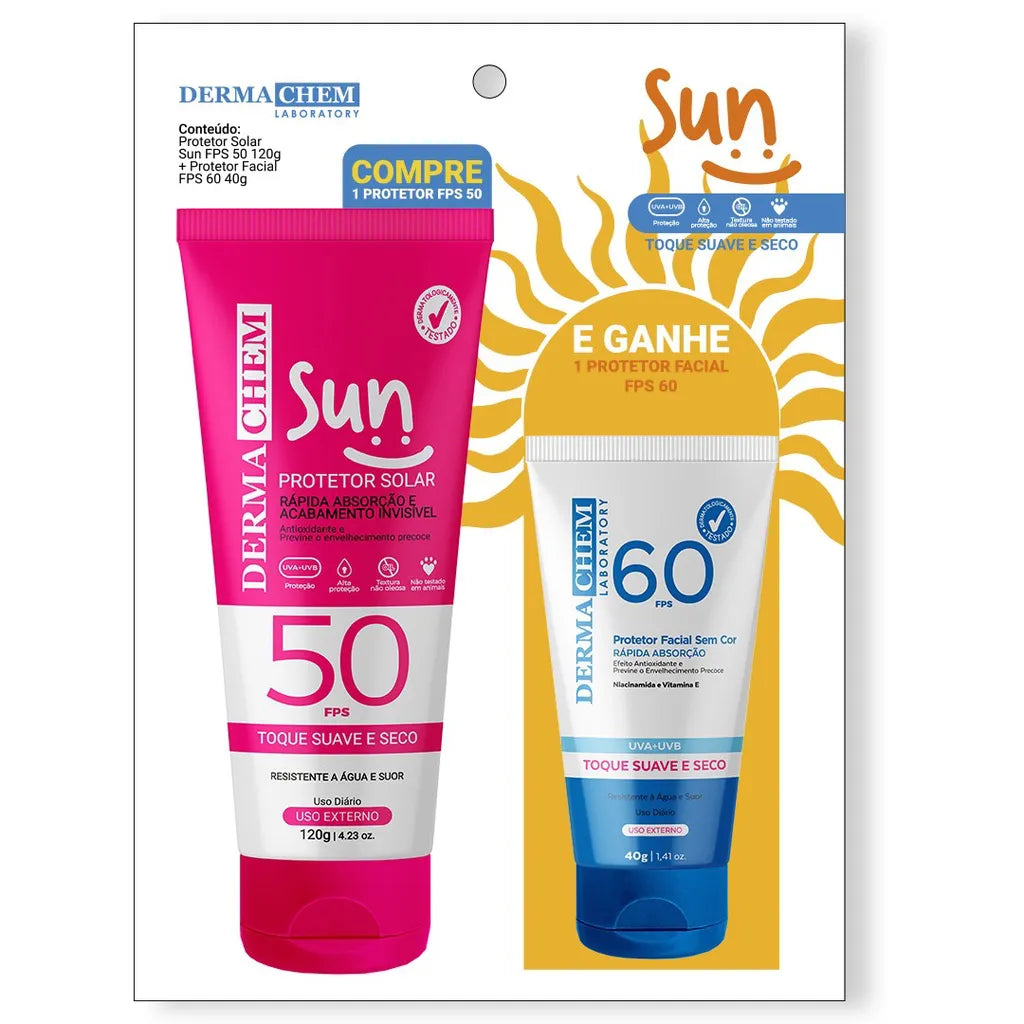 Kit Dermachem Protetor Solar FPS 50 Corporal 120g + Facial 60g