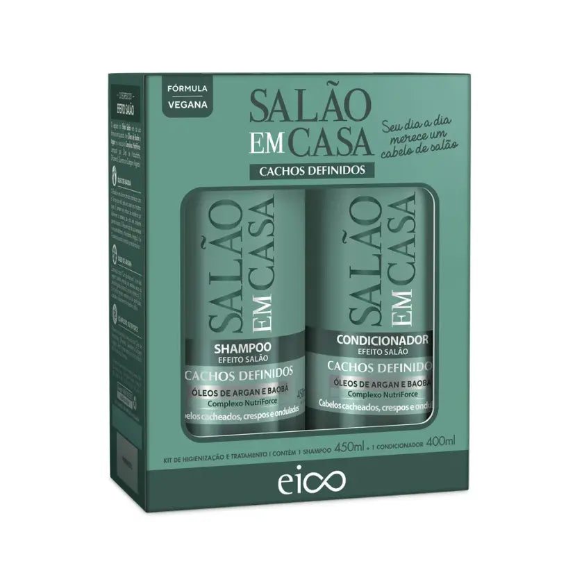Kit Eico Shampoo 800ml + Condicionador 450ml Salão em Casa Cachos Definidos