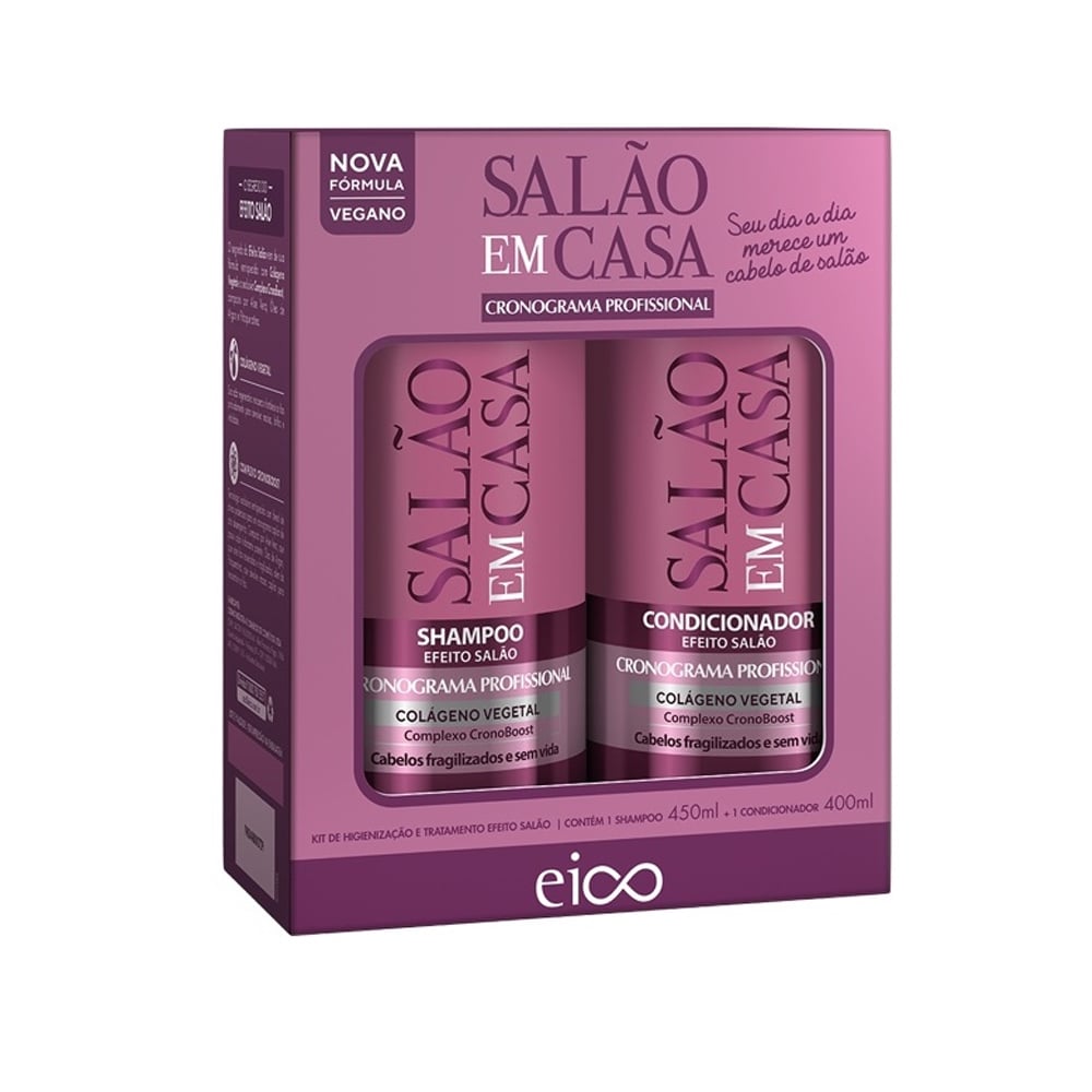 Kit Eico Shampoo 450ml + Condicionador 400ml Salão em Casa Cronograma