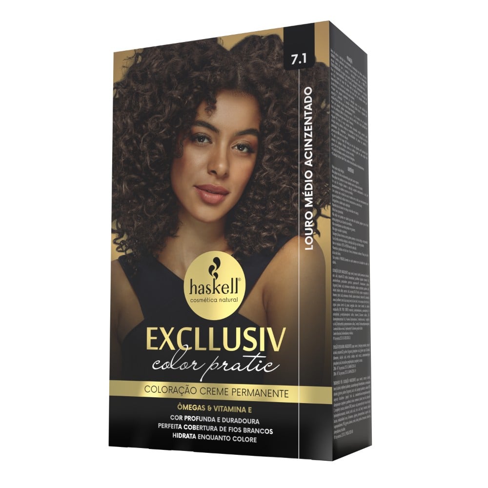 Kit Coloração Haskell Excllusiv Color Pratic Louro Médio Acinzentado 7.1