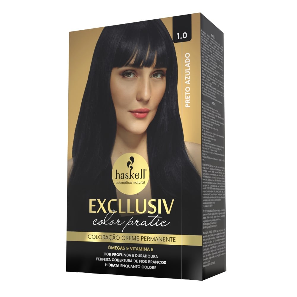 Kit Coloração Haskell Excllusiv Color Pratic Preto Azulado 1.0