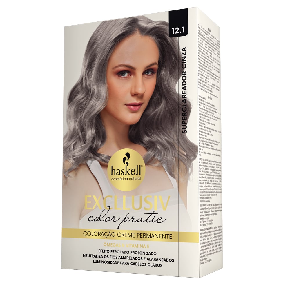 Kit Coloração Haskell Excllusiv Color Pratic Superclareador Cinza 12.1