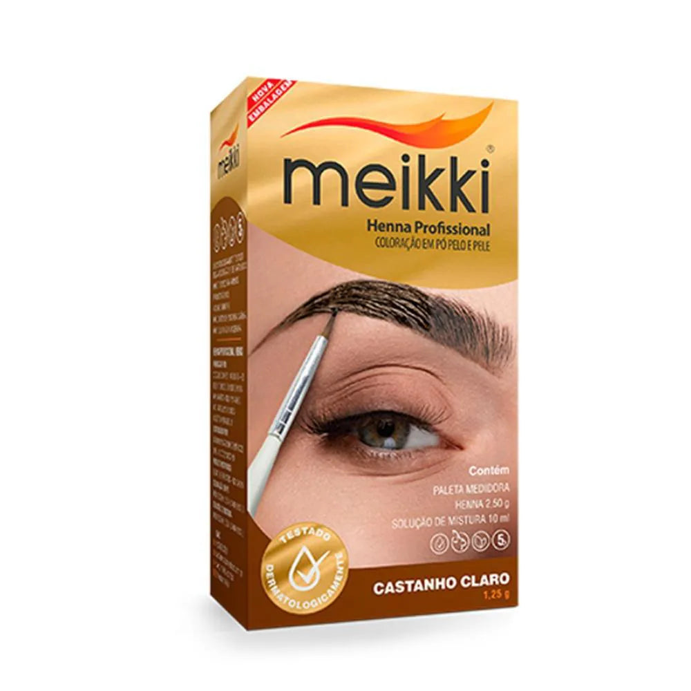 Kit Henna para Sobrancelhas Meikki Castanho Claro 1,25g