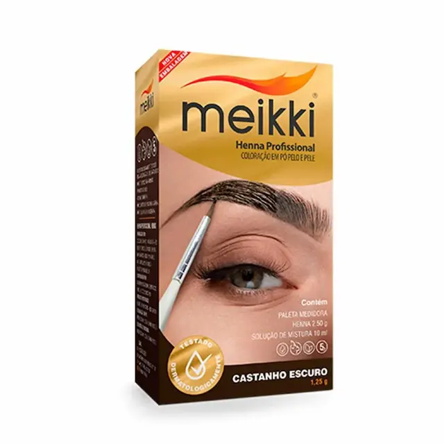 Kit Henna para Sobrancelhas Meikki Castanho Escuro 1,25g