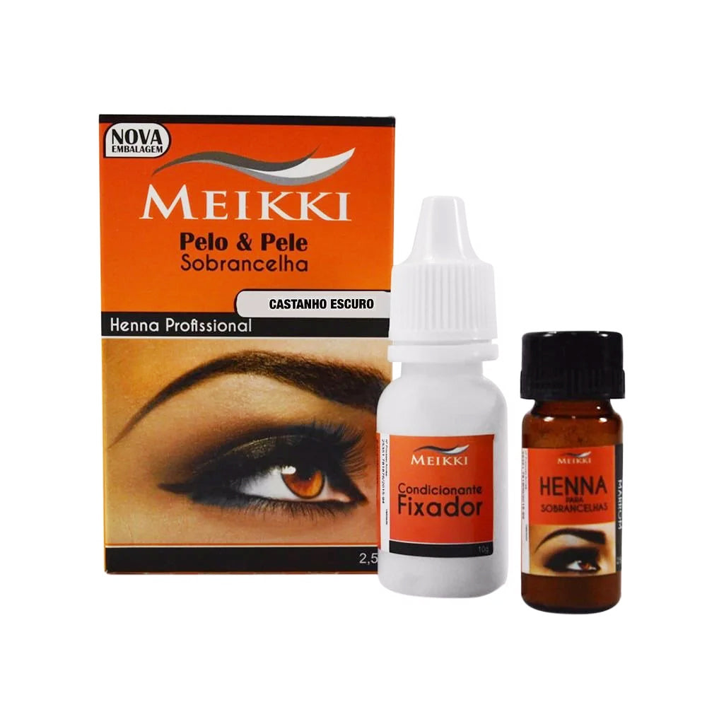 Kit Henna para Sobrancelhas Meikki Castanho Médio 2,5g