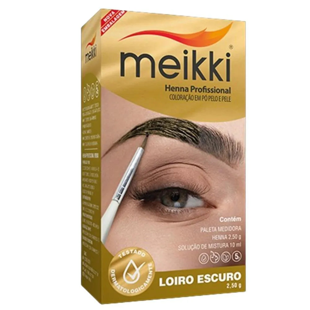 Kit Henna para Sobrancelhas Meikki Louro Escuro 1,25g