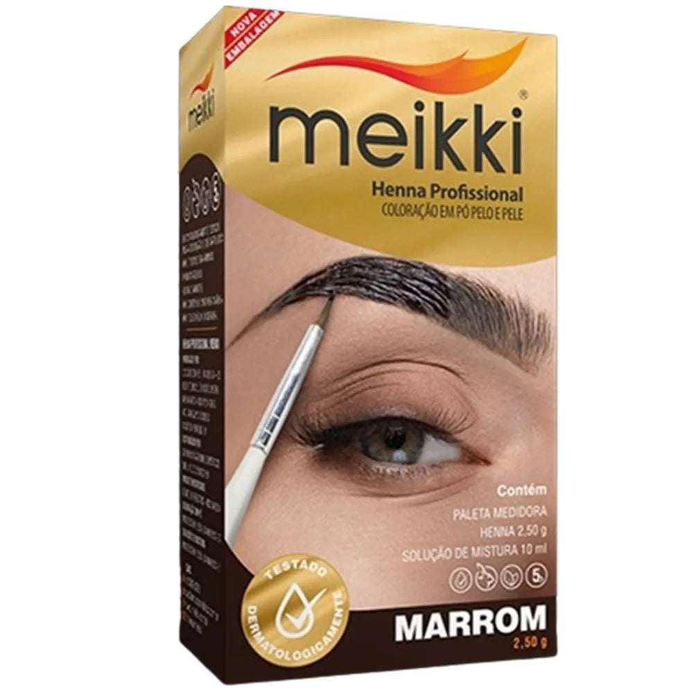 Kit Henna para Sobrancelhas Meikki Marrom 1,25g