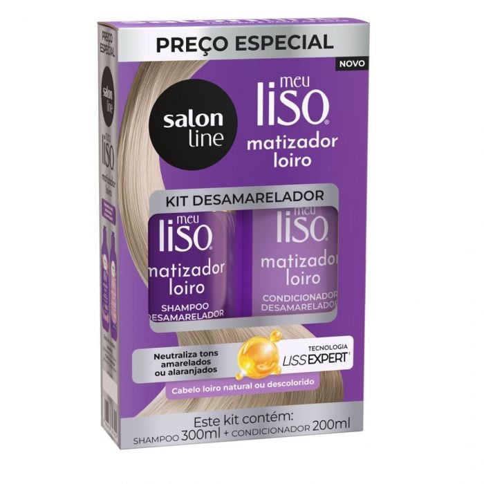 Kit Salon Line Meu Liso Shampoo 300ml + Condicionador 200ml Matiz Loiro