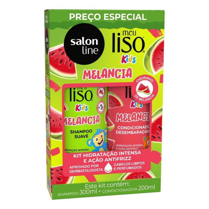 Kit Salon Line Meu Liso Shampoo 300ml + Condicionador 200ml Melancia Kids