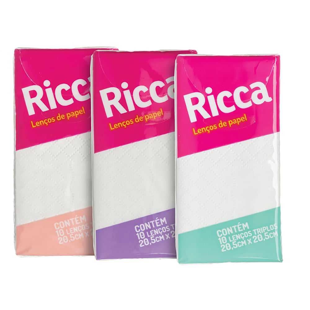 Lenço de Papel Ricca com 10 Unidades