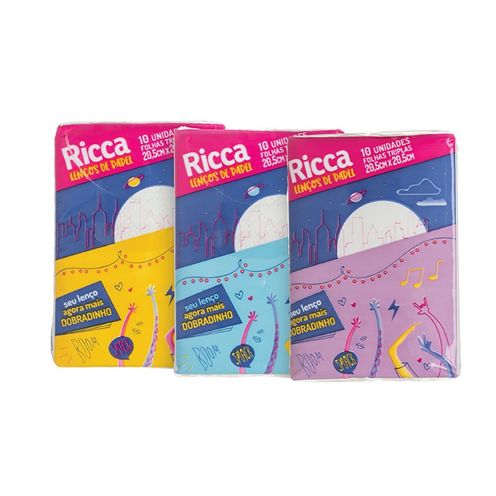 Lenço de Papel Ricca Mini com 10 Unidades