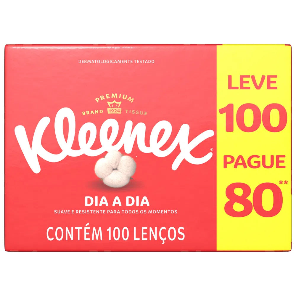 Lenço de Papel Kleenex Box Leve 100 Pague 80