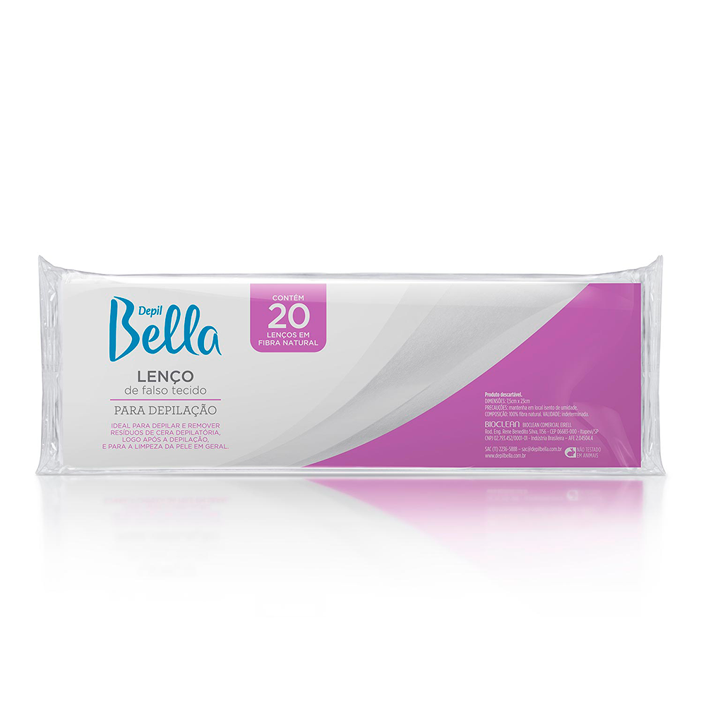 Lenço para Depilação Depil Bella TNT Branco 20 Unidades