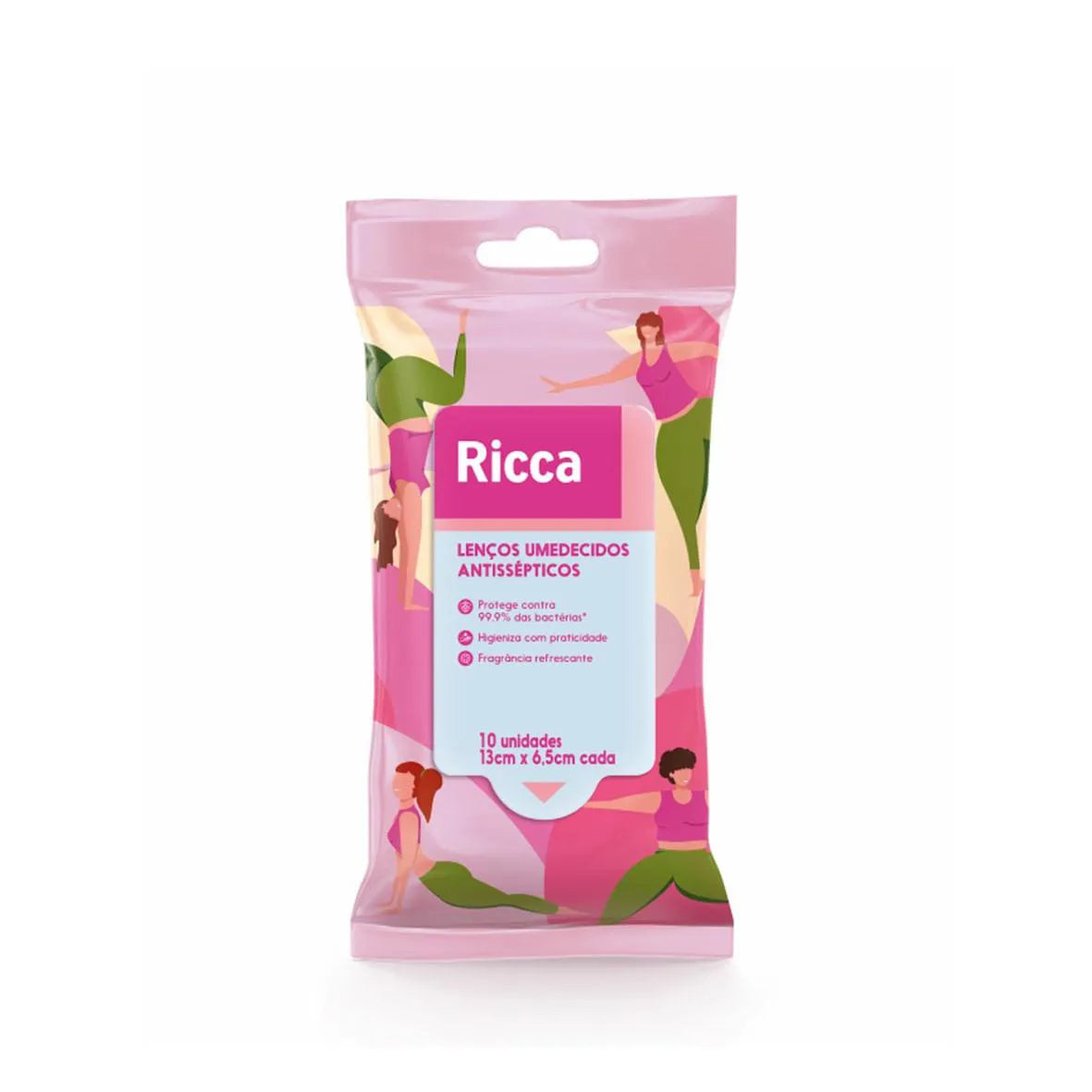 Lenços Antissépticos Ricca Rosa 10 Unidades
