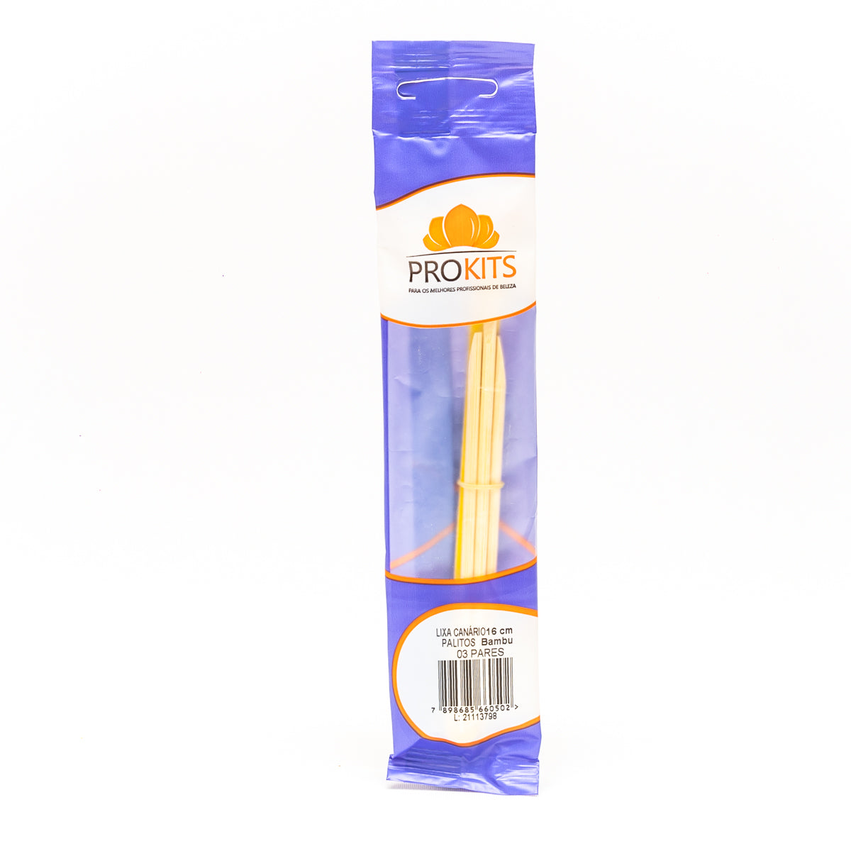 Lixa de Unha Prokits Canário + Palito de Bambu com 3 Unidades