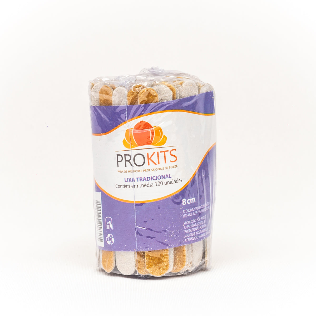 Lixa de Unha Prokits 8cm Pacote com 100 Unidades