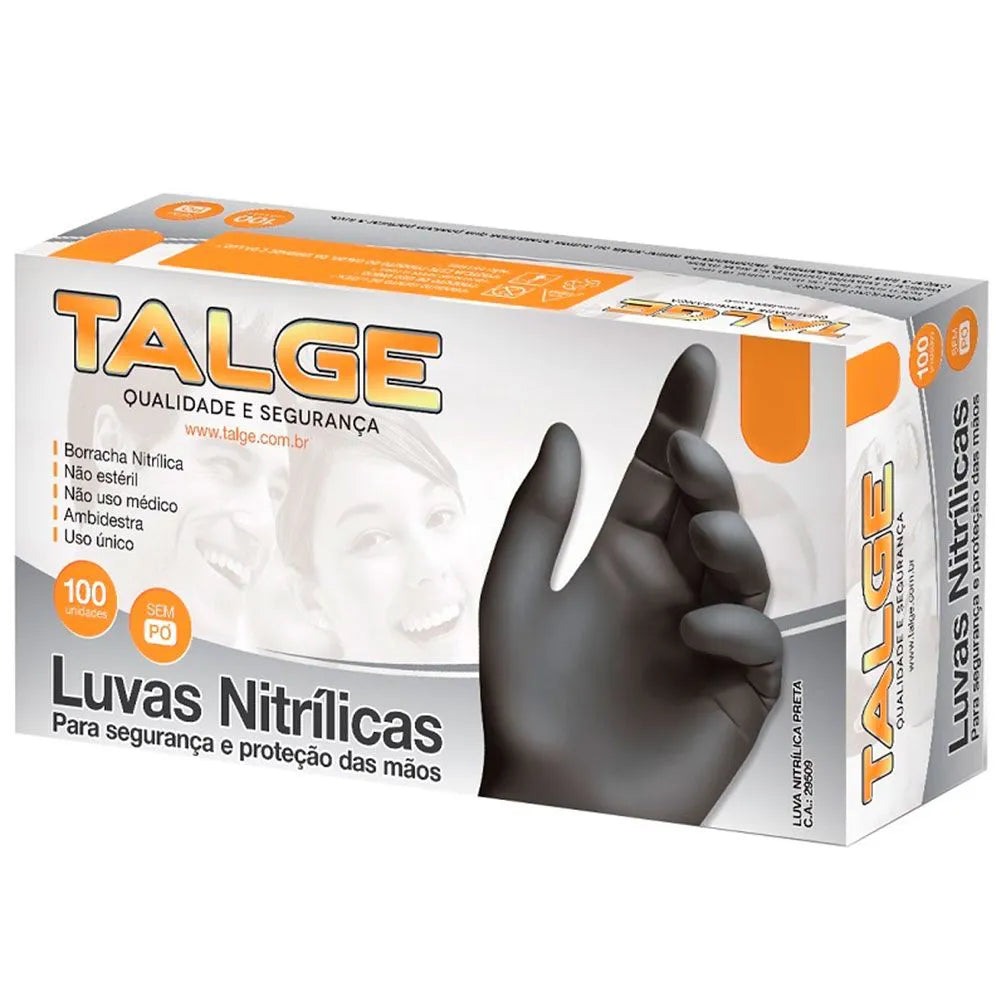 Luva de Procedimento Nitrílica Preta Sem Talco Descarpack M