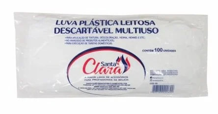 Luva Descartável Santa Clara Leitosa Multiuso com 100 Unidades