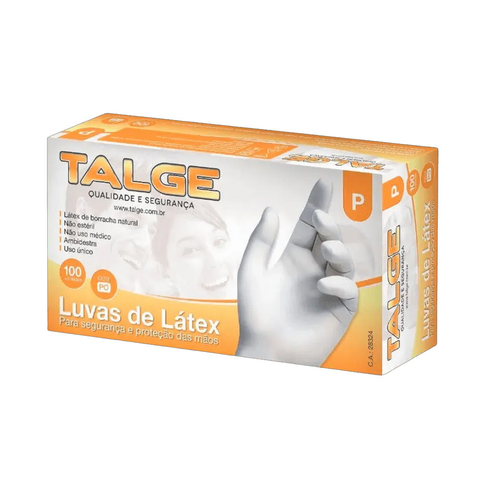 Luva Descartável Látex Talge com Pó P 100 Unidades
