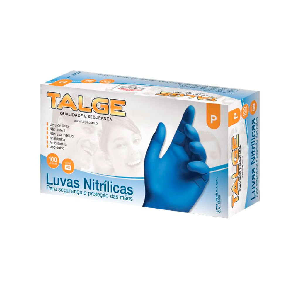 Luva Nitrílica Descartável Azul G Sem Pó 100 Unidades