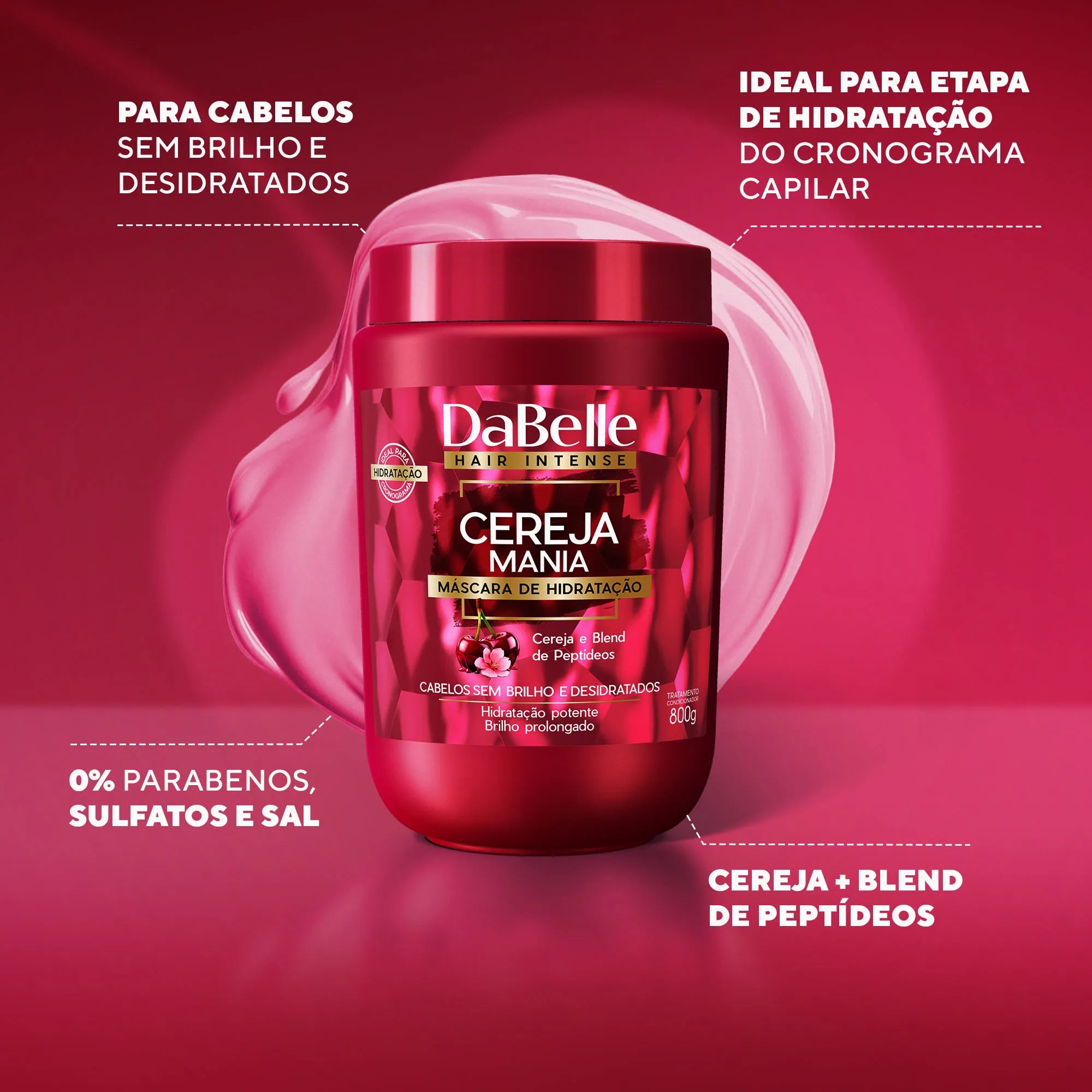 Máscara Capilar DaBelle Cereja Mania 800g