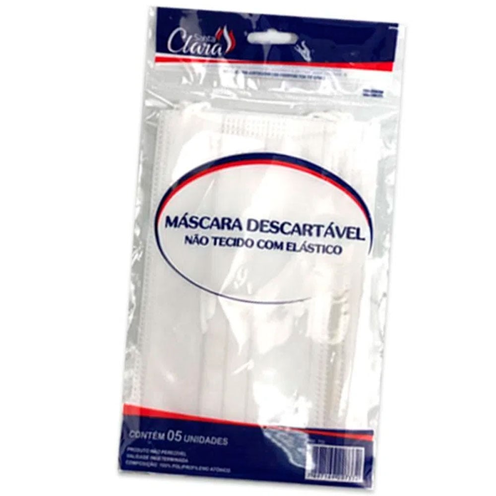 Máscara Santa Clara Descartável com Elástico 5 Unidades Ref. 321
