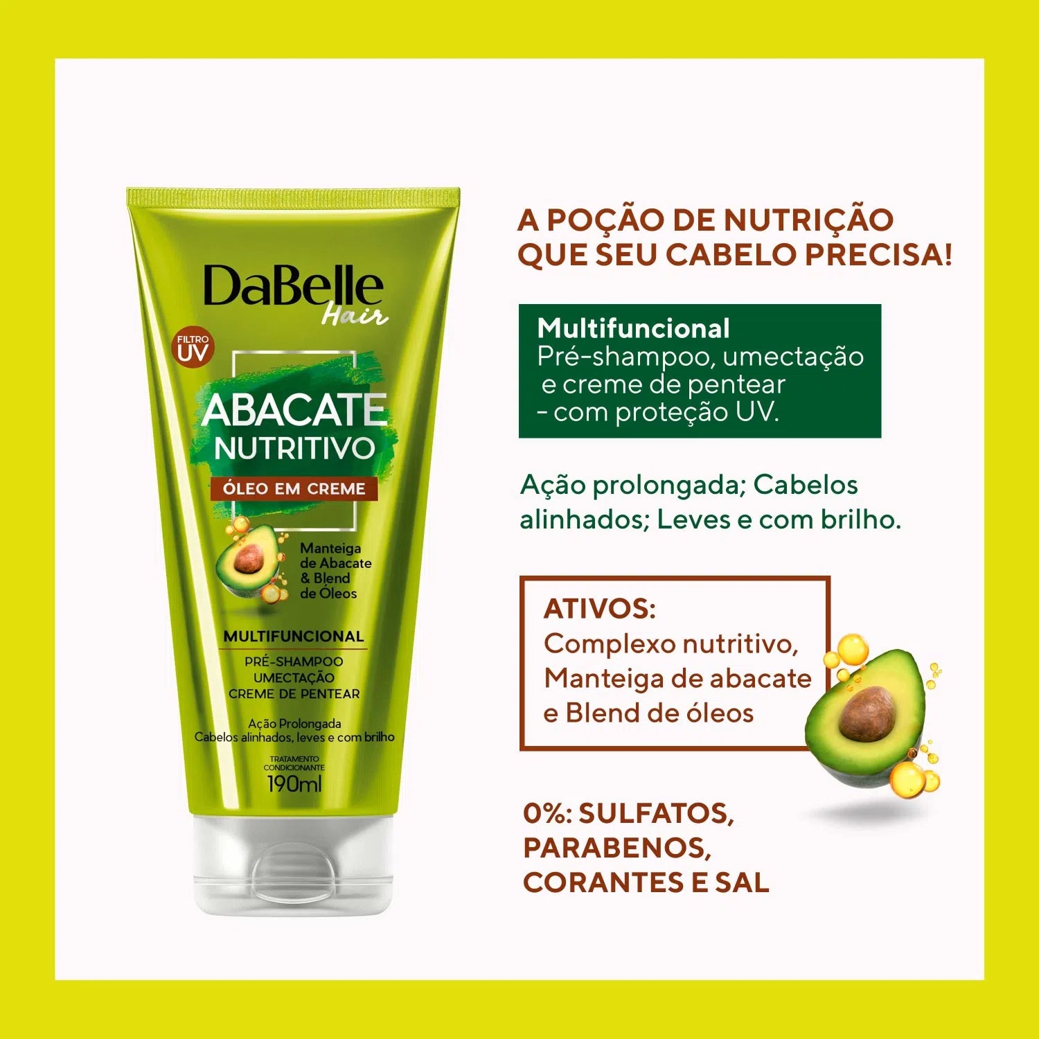 Óleo em Creme DaBelle Abacate Nutritivo 190ml