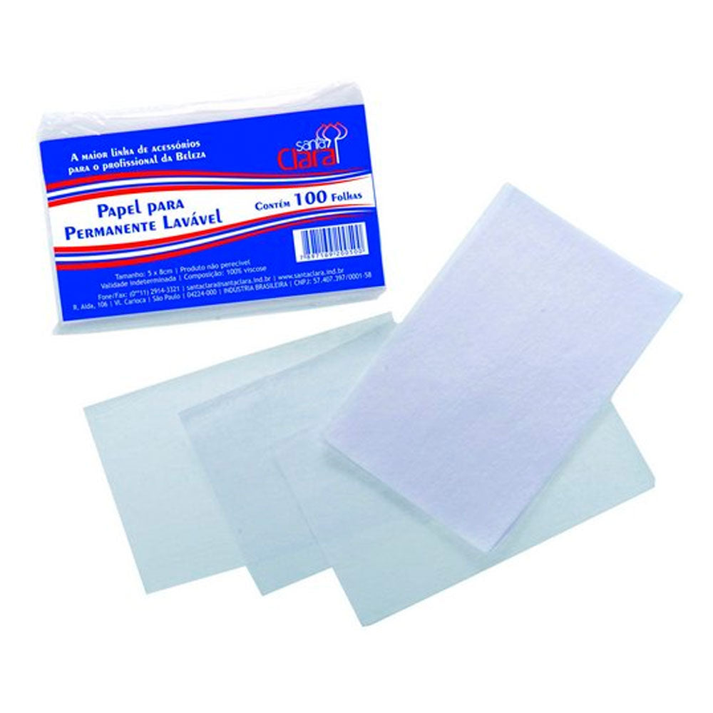 Papel Santa Clara para Permanente com 100 Unidades