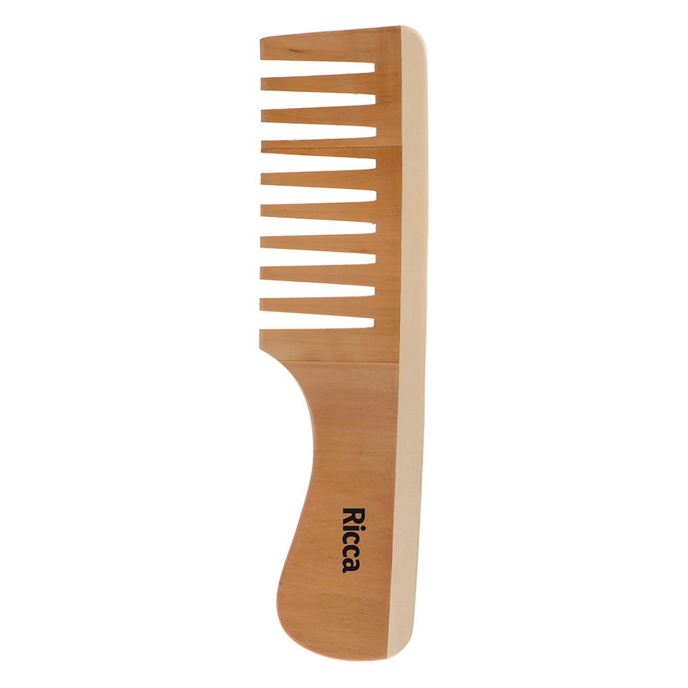 Pente de Madeira para Cabelo Ricca Dentes Largos Ref. 406